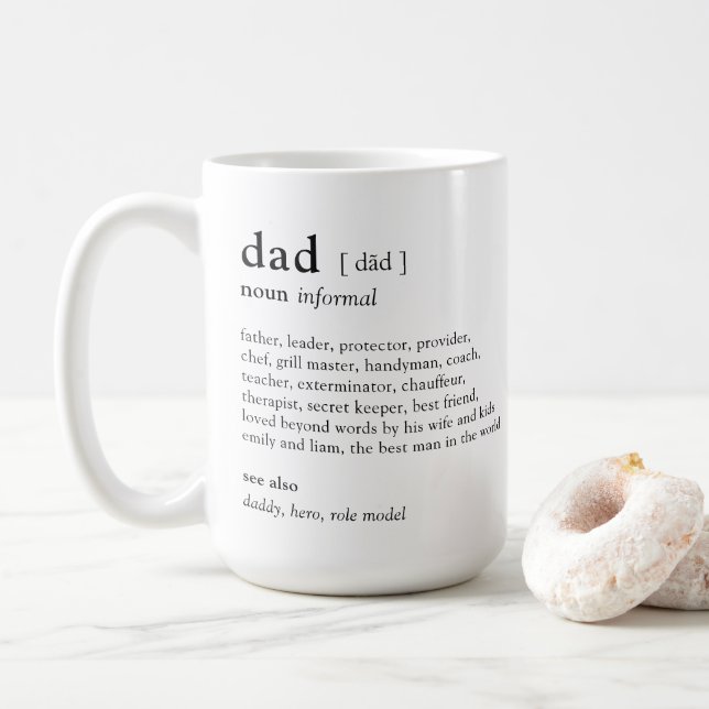 Ihre Definition von Vater Personalisiert Foto Tass Kaffeetasse (Mit Donut)
