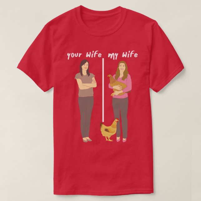 Ihre Ehefrau Meine Ehefrau lieblich Hühnerlady Lad T-Shirt (Design vorne)