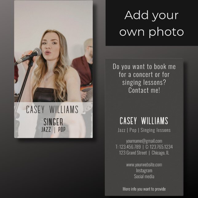 Ihre eigene Foto Sängerin Business Card Visitenkarte (Von Creator hochgeladen)