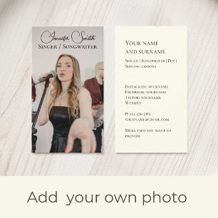 Ihre eigene Foto Sängerin Songwriter Business Card Visitenkarte