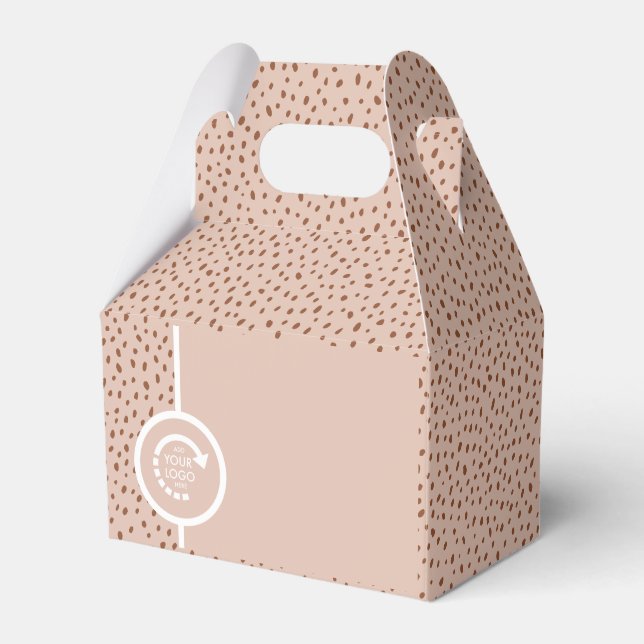 IHRE EIGENE LOGO Boho Beige & Brown Dots Bevorzugu Geschenkschachtel (Vorderseite)