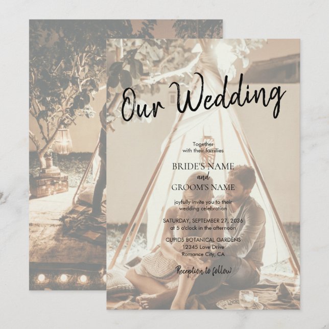 Ihre eigenen Fotos sind verblasst Hochzeitseinladu Einladung (Vorne/Hinten)
