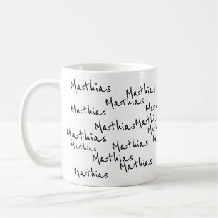 Ihre eigenen schwarzen Skriptnamen auf weiß Kaffeetasse