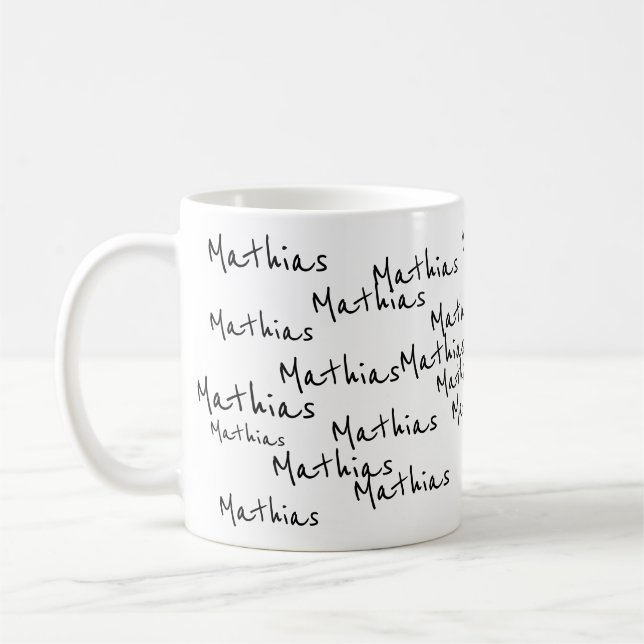 Ihre eigenen schwarzen Skriptnamen auf weiß Kaffeetasse (Links)