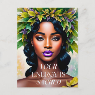Ihre Energie ist heilige schwarze Frau Botanische  Postkarte