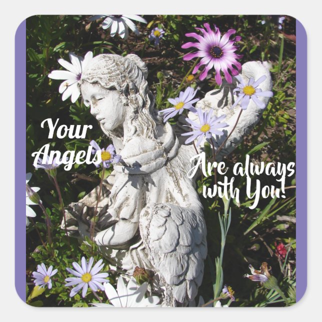 Ihre Engel sind immer bei Ihnen Blumengel Quadratischer Aufkleber (Vorderseite)