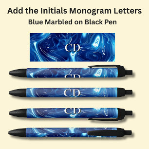 Ihre ersten monogram blau marbeliert kugelschreiber