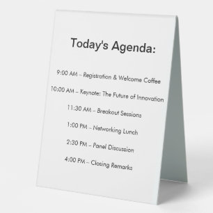 Ihre exklusive Corporate Event Agenda erwartet Sie Tischaufsteller