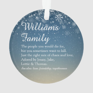 Ihre Familien-Definitions-Schneeflocken Weihnachte Ornament