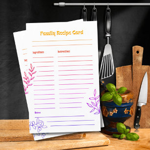 Ihre Familien-Rezept-Papierblätter