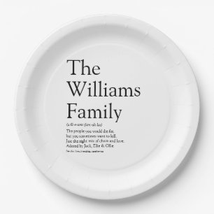 Ihre Familiendefinition Modern Schwarz und Weiß Pappteller