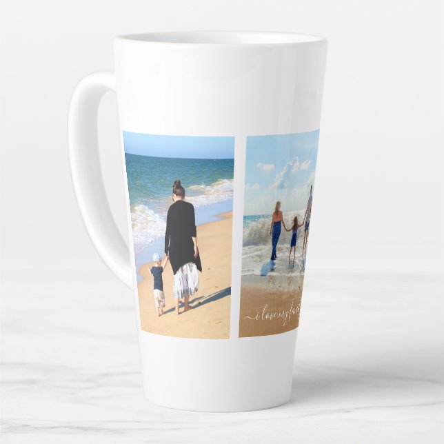Ihre Familienfotosammlung - Latte Tasse mit Text (Linke Ecke)