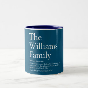 Ihre Familiennamens-Definition Modern Lustig Blau Zweifarbige Tasse