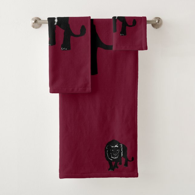 Ihre Farbbadehandtücher mit Löwe - Bordeaux Badhandtuch Set (Insitu)