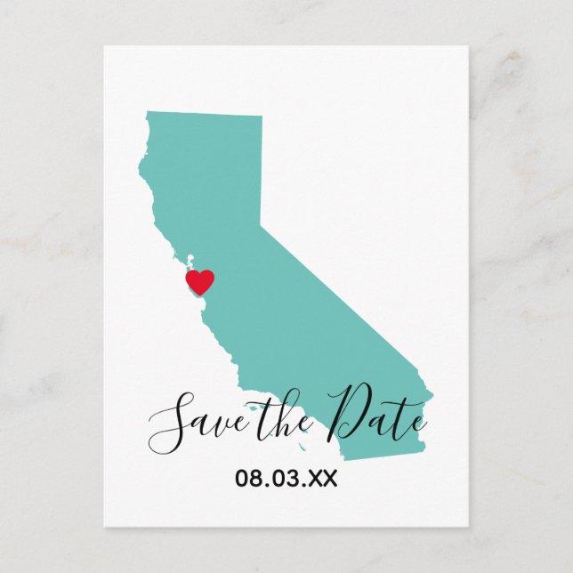 Ihre Farbe Kalifornien Karte Save the Date gestalt (Vorderseite)