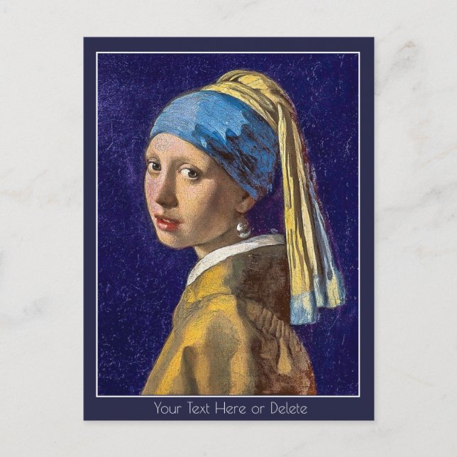 Ihre Farbe/Text Vermeer Girl mit Perlenohrring  Postkarte (Vorderseite)
