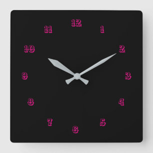 Ihre Farben Zahlen Schriftart Text Personalisiert  Quadratische Wanduhr