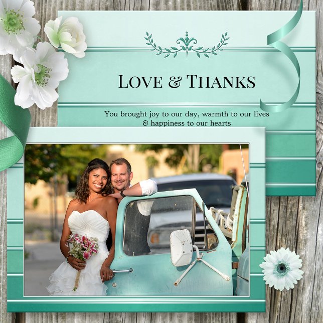Ihre Foto-Grün-Streifen Hochzeit Danke-Karte Save The Date (Von Creator hochgeladen)