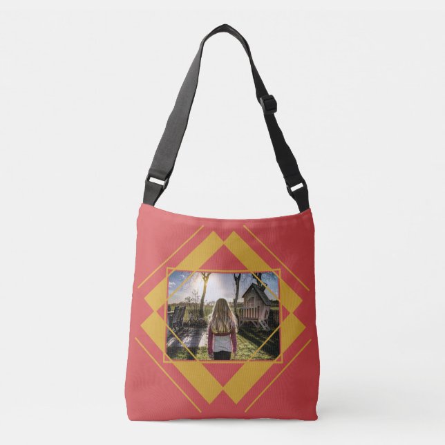 IHRE Foto- & Monogram Geometric Mustertüten Tragetaschen Mit Langen Trägern (Vorderseite)