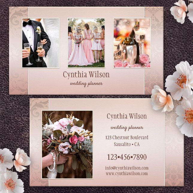 Ihre Fotos Klassischer eleganter Hochzeitsplaner Visitenkarte (Von Creator hochgeladen)