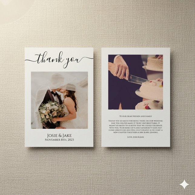 Ihre Fotos minimalistische Hochzeit danke Karte (Your photos minimalist wedding thank you card.)