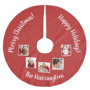 IHRE Fotos, Name & Farbe Weihnachten Polyester Weihnachtsbaumdecke