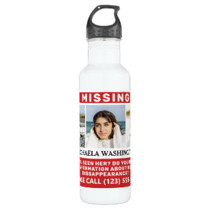 IHRE Fotos & Text "VERMISSTE PERSON" Edelstahlflasche