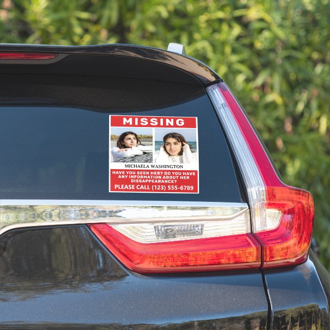 IHRE Fotos & Textaufkleber "VERMISST" Aufkleber (Auto Seite)