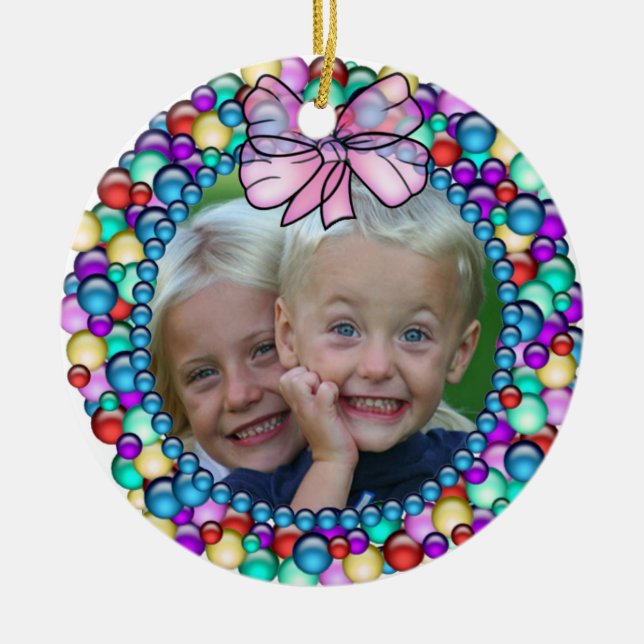 Ihre Fotowreath-Rahmen-Weihnachtsverzierung Keramikornament (Vorne)