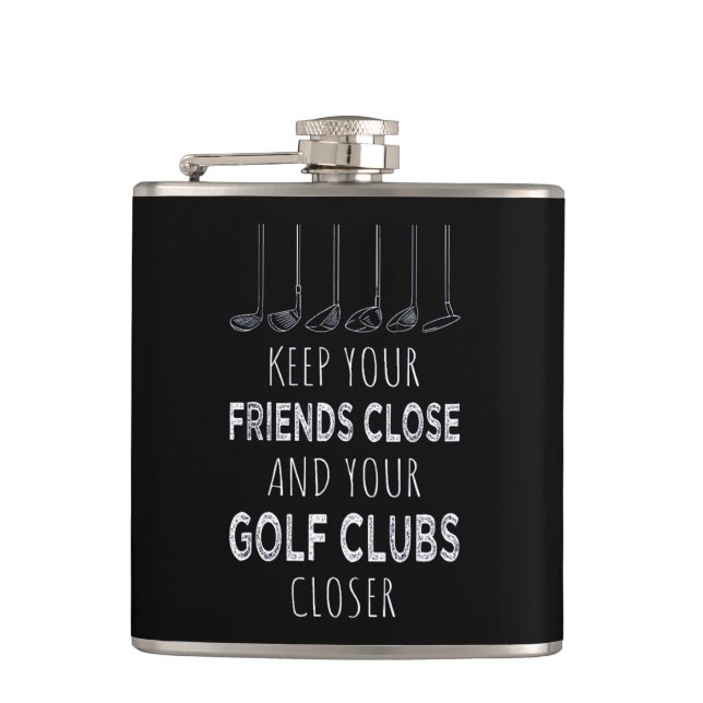 Ihre Freunde Nah und Ihre Golfklubs Naher behalten Flachmann (Vorderseite)