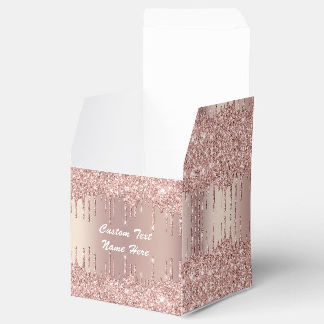 Ihre Gastgeschenk Hochzeit Box Rose Gold Glitzer T Geschenkschachtel (Geöffnet)