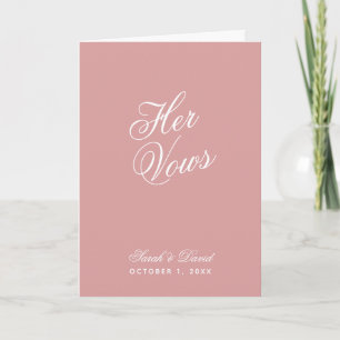 Ihre Gelübde Dusty Rose Hochzeit Rosa Gelübdebuch Karte