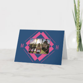 IHRE geometrische Grußkarte für Foto und Monogramm