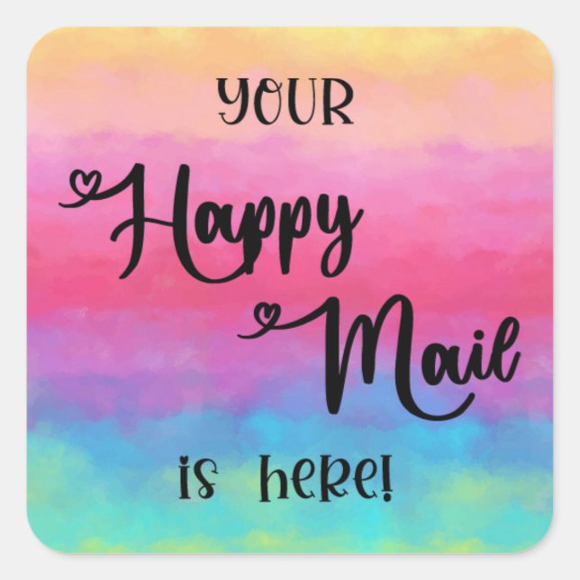 Ihre glückliche Mail ist hier Rainbow Aufkleber Pl (Vorderseite)