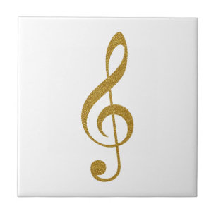 ihre goldene Treble-Klammer musikalische Note Fliese