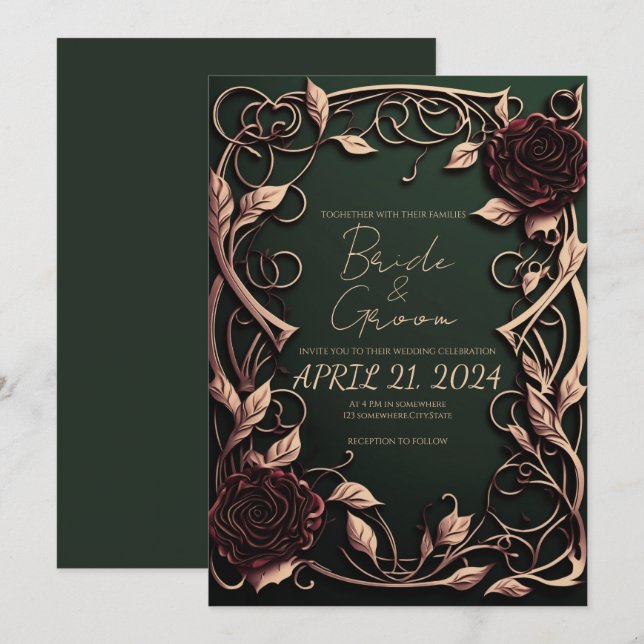 Ihre Hochzeit mit einem gotischen Stil Einladung (Vorne/Hinten)
