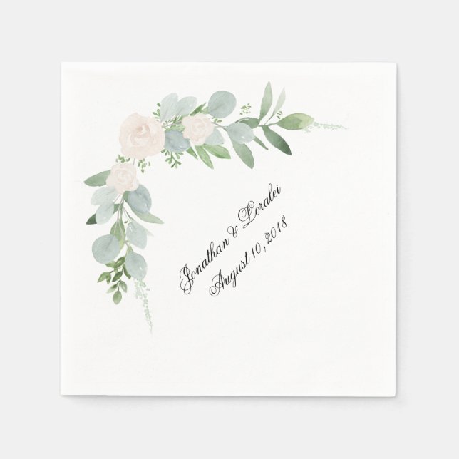 Ihre Hochzeitsnapkins Grün & Weiß anpassen Serviette (Vorderseite)