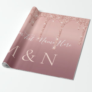 Ihre Hochzeitstext-Rose Gold Blush Sparkle Glitzer Geschenkpapier