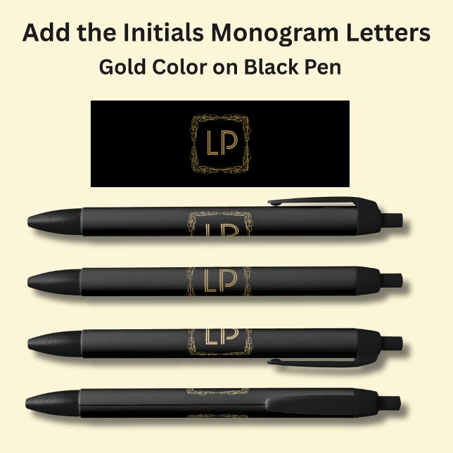 Ihre Initials Monogram Gold Geometric auf Black Kugelschreiber (Von Creator hochgeladen)