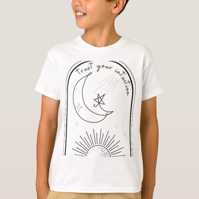 Ihre Intuition Boho Stars Moon Abstrakte Linie Art T-Shirt (Vorderseite)