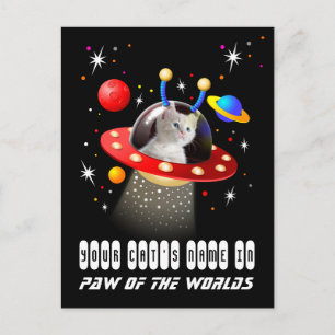 Ihre Katze in einer Alien Raumschiff UFO Sci Fi Sc Postkarte