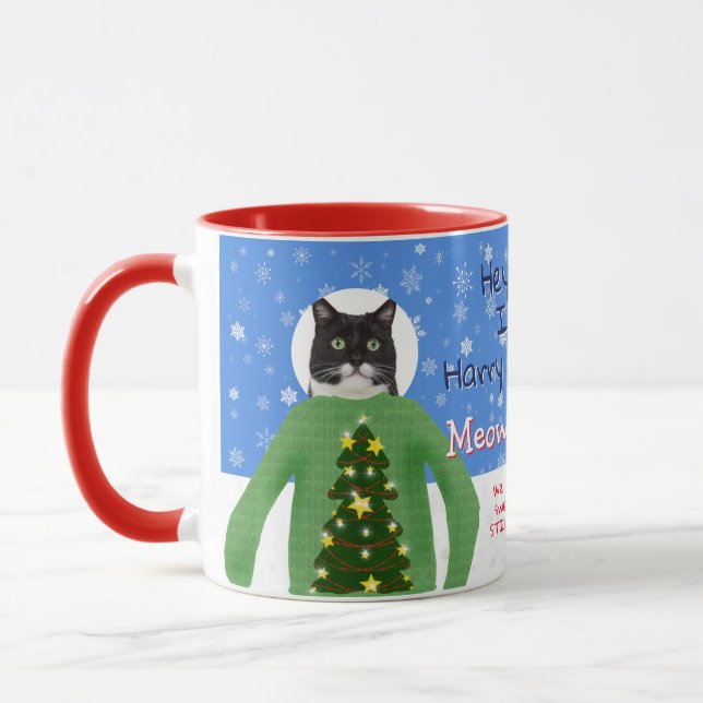 Ihre Katzen in Ugg Weihnachts Sweaters Custom Foto Tasse (Links)