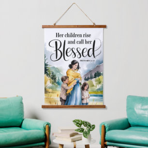 Ihre Kinder erheben sich Christliche Frauen Wand Wandteppich Mit Holzrahmen
