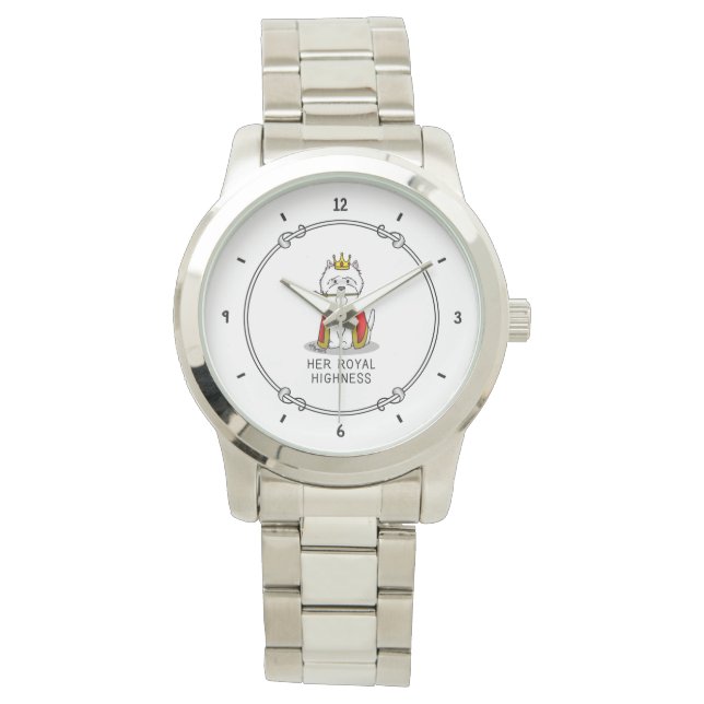 Ihre Königliche Hoheit Königin Westie Dog Armbanduhr (Vorderseite)