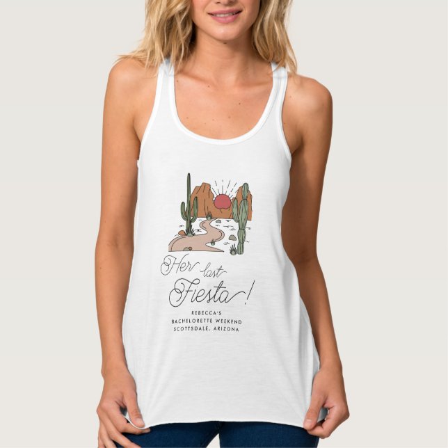 Ihre letzte Fiesta Boho Wüste Bachelorette Weekend Tank Top (Vorderseite)