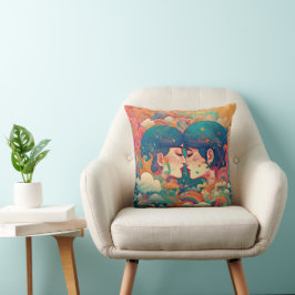 Ihre Liebe, ihr Weg | Lesbischer Kiss Art Deco Sti Kissen