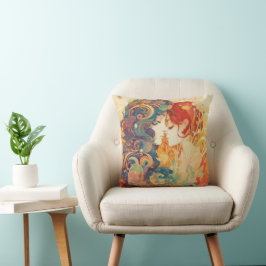 Ihre Liebe, ihr Weg | Lesbischer Kiss Art Deco Sti Kissen