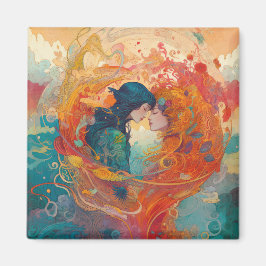 Ihre Liebe, ihr Weg | Lesbischer Kiss Art Deco Sti Magnet