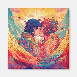 Ihre Liebe, ihr Weg | Lesbischer Kiss Art Deco Sti Magnet