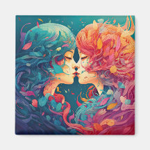 Ihre Liebe, ihr Weg | Lesbischer Kiss Art Deco Sti